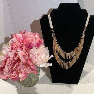 Gold Waterfall Fringe Necklace Elegant Statement Piece